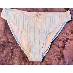 Power 2 The Flower Mint Green Textured Striped Bikini Bottom 1X NWT